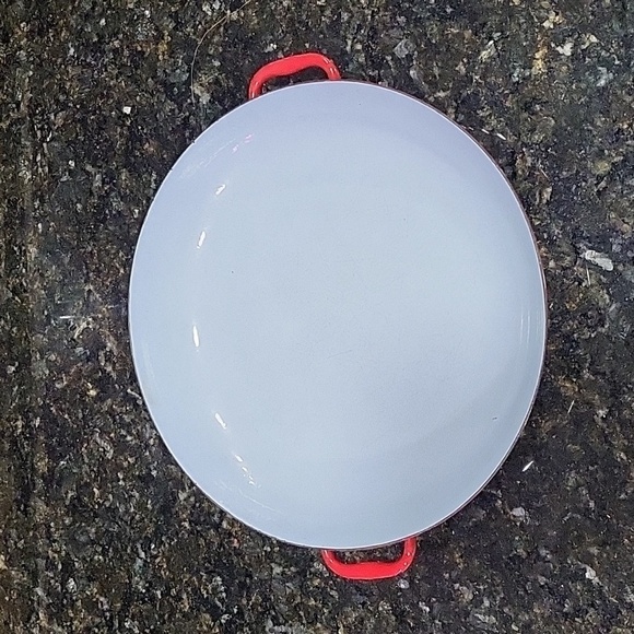 Vintage Krenit Denmark Handy Pan Hebert Krenchel Skillet 10” Red White w/ handle - Picture 3 of 8